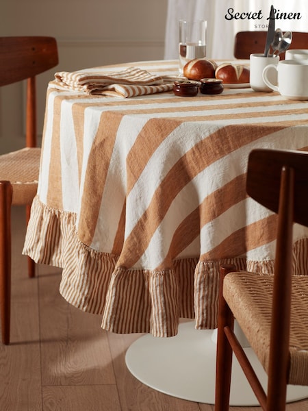 Secret Linen Store Wide Stripe 100% Linen Table Cloth (W34265) | ‏670 د.إ.‏