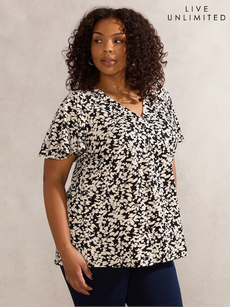 Live Unlimited Floral Print Jersey Pleat Front Top (W34285) | €73