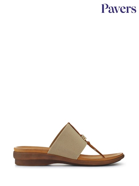 Pavers Cream Flexible Toe-Post Sandals (W34344) | AED192