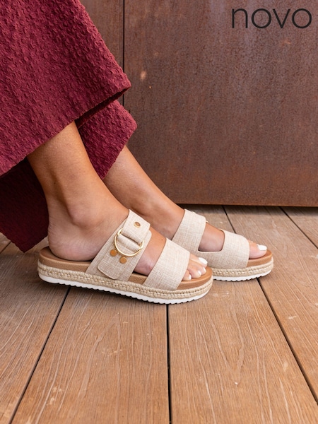 Natur - Novo SEZZADIO Double Strap Buckle Mule Espadrille Sandals (W34389) | 52 €