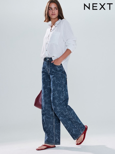 Dark Blue Bow Print - Jeans (W34588) | 67 €