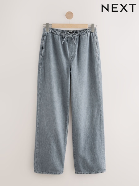 Grey Denim Wide Leg Pull On Drawcord Jeans (W34589) | €51.50