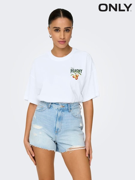 ONLY Peach Print 100% Cotton T-Shirt (W34606) | 134 LEI