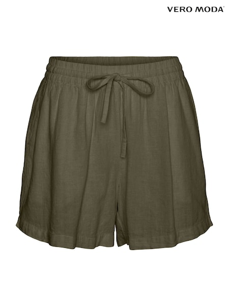 VERO MODA Dark Grey Tie Waist Linen Mix Shorts (W34685) | ₪141