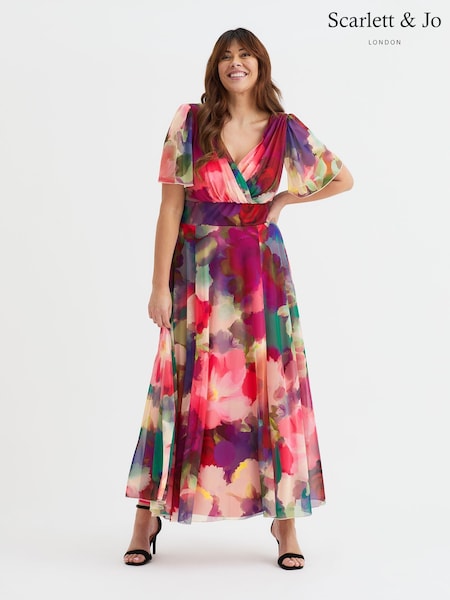 Scarlett & Jo Red Isabelle Float Sleeve Maxi Dress (W34692) | 470 QAR