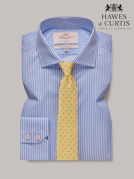 Hawes & Curtis Blue 100% Cotton Bengal Shirt (W34700) | €86
