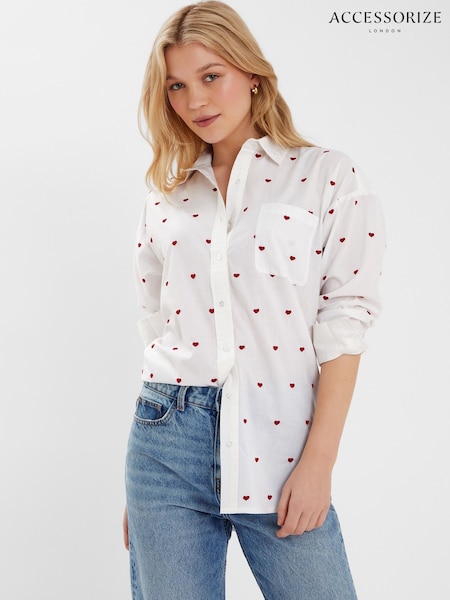 Accessorize White Heart Embroidered Long Sleeve Shirt (W34797) | €58