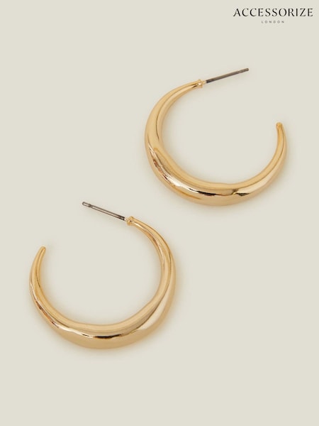 Accessorize Gold 14ct Plated Crescent Hoops Earrings (W34800) | €22.50