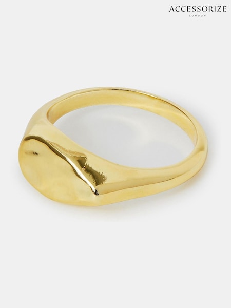 Accessorize Gold Tone 14ct Molten Signet Ring (W34803) | €28