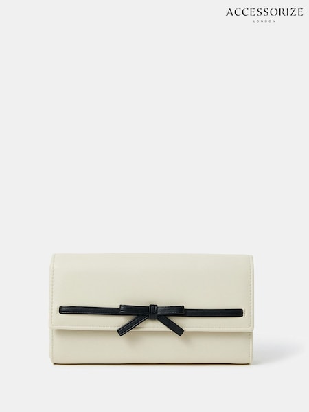 Accessorize Cream Bow Detail Clutch Bag (W34806) | 194 QAR