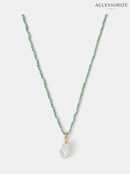 Accessorize 14ct Plated Pearl Braided Cord Necklace (W34808) | € 34