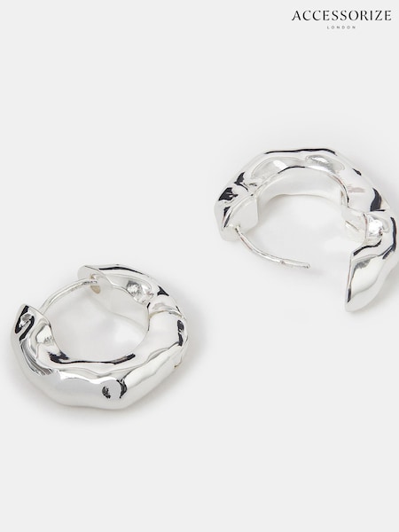 Accessorize Silver Plated Sterling Chunky Molten Hoop Earrings (W34813) | €21.50