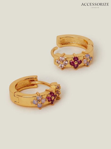Accessorize Plated 14ct Sparkle Flower Hoop Earrings (W34825) | € 24