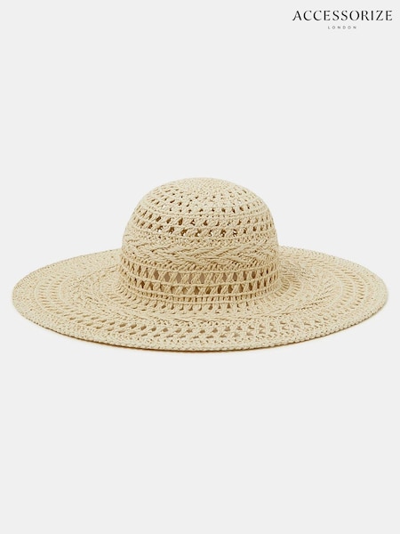 Accessorize Natural Crochet Floppy Hat (W34839) | €42