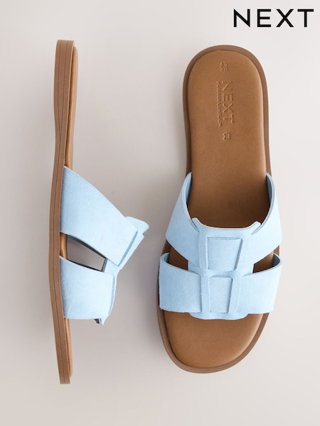 Camurça azul claro - Forever Comfort® Slot Mule Sandals (W34867) | R$ 210