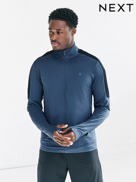 Steel Blue Zip Through Active Training Top (W34901) | 139 QAR