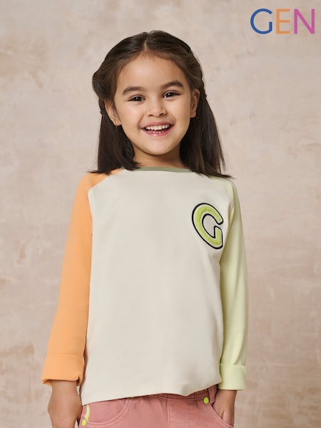 GEN Long Sleeved Raglan Boucle Patch T-Shirt (W34929) | €20