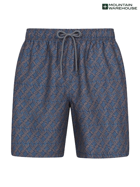 כחול  - Mountain Warehouse Mens Aruba Printed Quick Drying Swimshorts with UV Max Protection (W35064) | ‏131‏₪