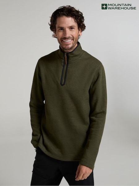 Mountain Warehouse Green Mens Beta Contrast Zip-Neck T-Shirt (W35070) | R$ 345