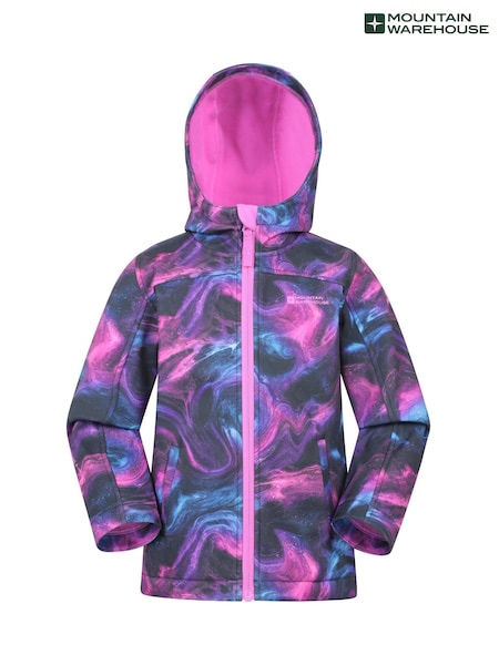 Mountain Warehouse Purple Exodus Kids Printed Water-Resistant Softshell Jacket (W35083) | €32