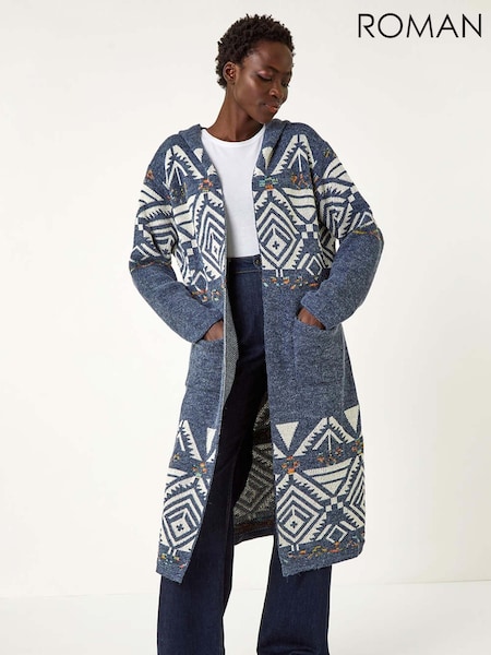 modra - Roman Print Longline Cardigan (W35134) | € 66