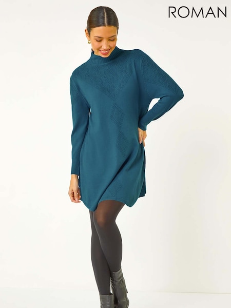 Roman Diamond Stitch Knitted Dress (W35175) | 410 LEI