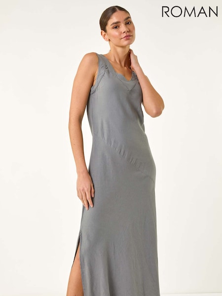 Roman Grey Bias Linen Mix Midi Dress (W35189) | €71