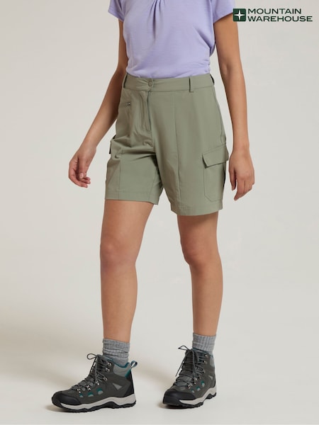 Mountain Warehouse Khaki Green Monte Womens Quick Drying Cargo Shorts (W35252) | ₪176