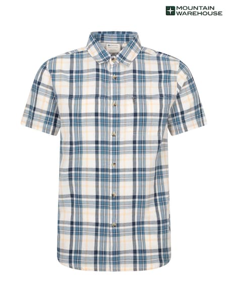 Mountain Warehouse Blue 100% Cotton Holiday Mens Short Sleeve Shirt (W35272) | €36