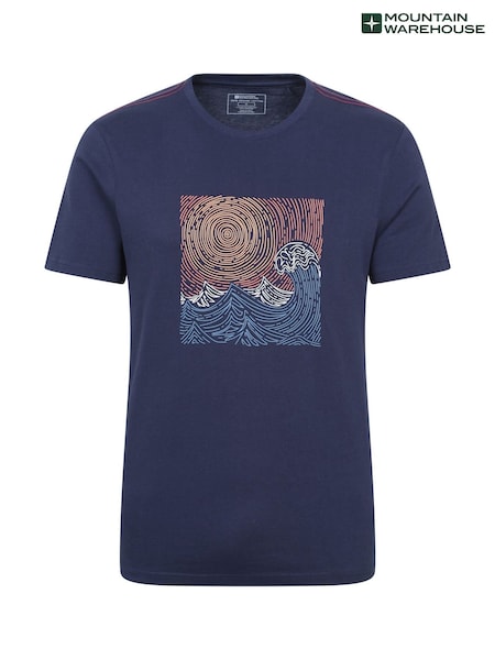 Mountain Warehouse Blue Mens 100% Cotton Tidal Wave T-Shirt (W35348) | R$ 215