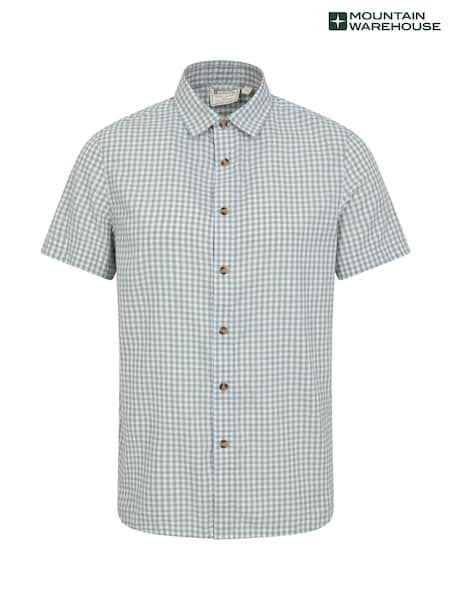 Mountain Warehouse Green Weekender Mens 100% Cotton Short Sleeve Shirt (W35362) | €35