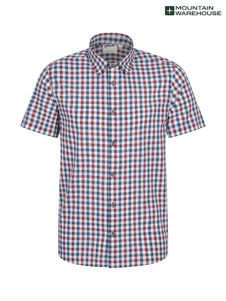 Roșu - Cămașă cu mânecă scurtă din 100% bumbac Mountain Warehouse Weekender pentru bărbați (W35380) | 201 LEI