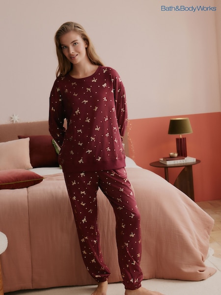 Bath & Body Works Burgundy Red Bow Cosy Twosie Pyjamas (W35388) | AED221