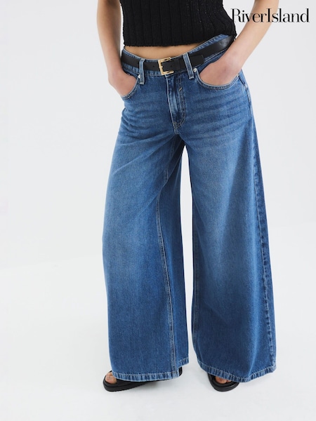 River Island Low Rise Belted Baggy Jeans (W35422) | 425 LEI
