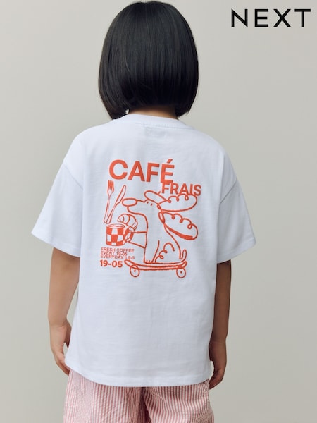 أبيض كلب - Oversized Graphic Print T-Shirt (3-16yrs) (W35459) | ‏49 ر.ق. - ‏74 ر.ق.