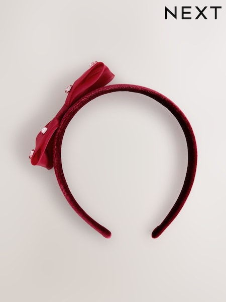 Red Velvet Bow Aliceband (W35476) | AED41