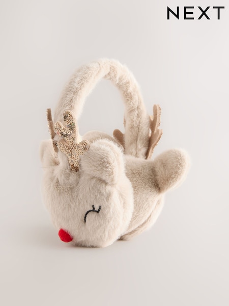 Cream Reindeer Earmuffs (W35482) | AED81