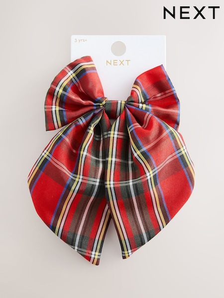 Red/Blue Tartan Statement Bow Hair Clip (W35499) | AED38