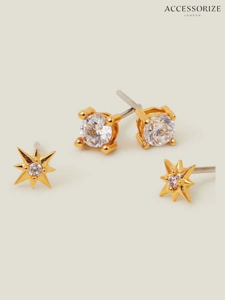 Accessorize 14ct Sparkle Studs Earrings 2 Pack (W35521) | € 24