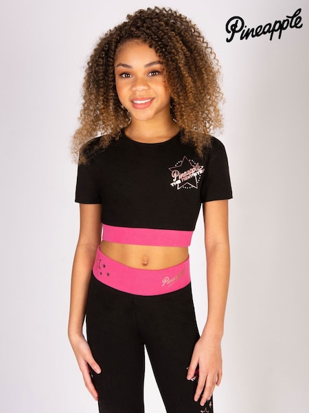 Pineapple Black The Next Step Star Short Sleeve Crop Top (W35546) | AED122