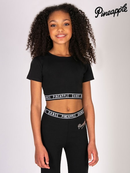 Pineapple Black Girls Tape Hem Crop T-Shirt (W35547) | €28