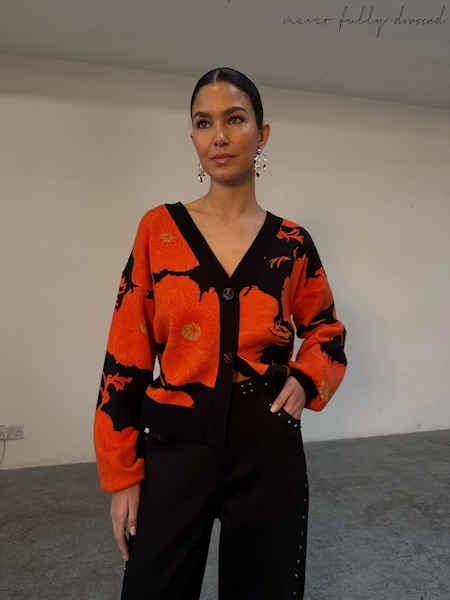 Never Fully Dressed Black Poppy Cardigan (W35612) | €126