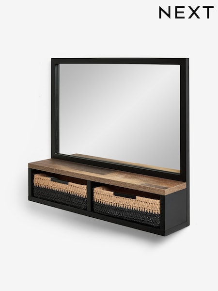 Dark Natural Bronx Shelf Bathroom Wall Mirror (W35615) | 465 QAR