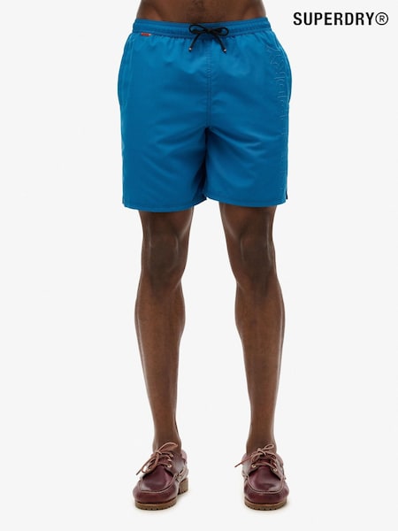 Superdry Blue Premium Embroidered 17-inch Swim Shorts (W35653) | kr716