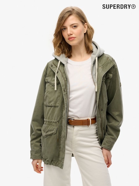Superdry Green Jersey Hooded Military Jacket (W35656) | €121
