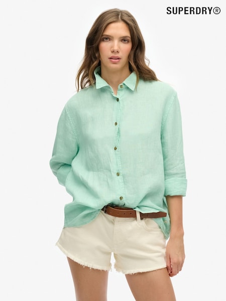 Superdry Green Boyfriend Casual Linen Shirt (W35663) | 3,304 UAH