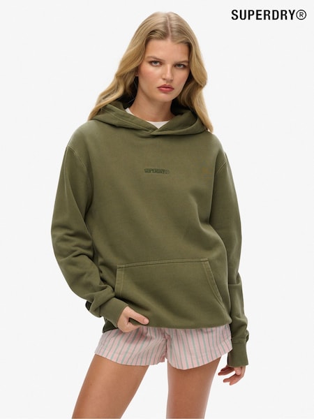 Superdry Green Oversized 100% Cotton Micro Logo Hoodie (W35680) | $96