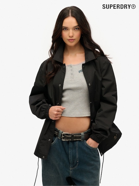 Superdry Black Oversized 100% Cotton Surplus Otto Coach Jacket (W35692) | €89