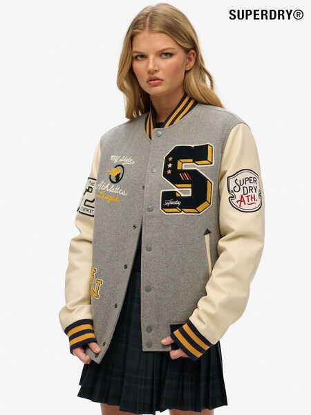 Superdry Oversized 100% Cotton College Patched Bomber Jacket (W35698) | ‏629‏₪