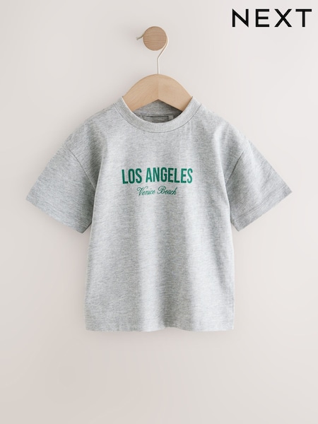 Grey Los Angeles 100% Cotton Short Sleeve Back Print T-Shirt (3mths-7yrs) (W35716) | 247 UAH - 329 UAH